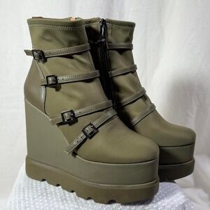 Jessica Simpson Olive Green Platform Wedge Boots – Women's 9.5 Wide